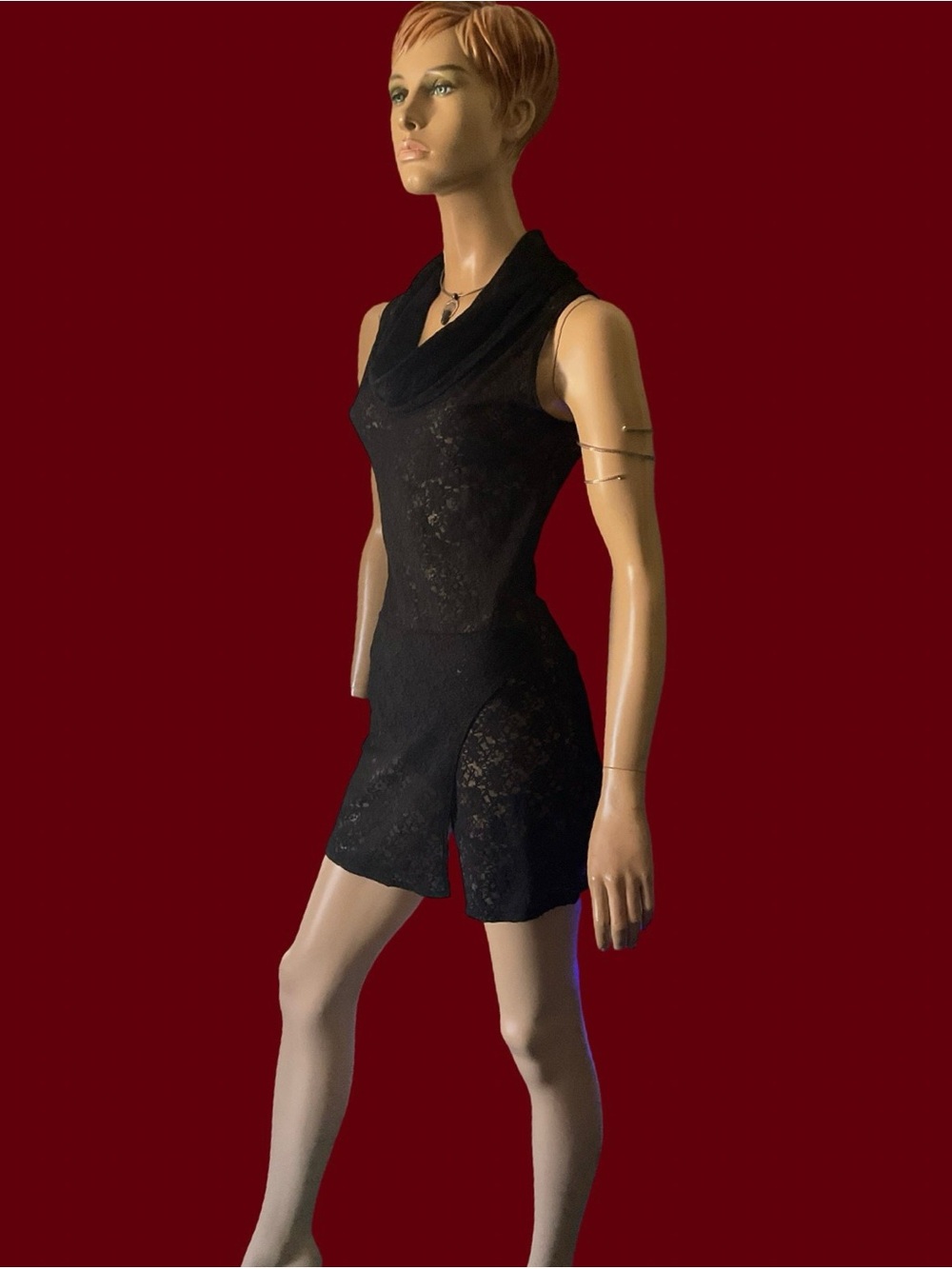 VINTAGE MORGAN DE TOI SEXY SHEER LACE COWL NECK DRESS